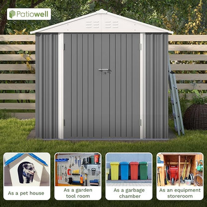 Patiowell 8x6 FT Outdoor Storage Shed, Garden Storage Shed - Image 5