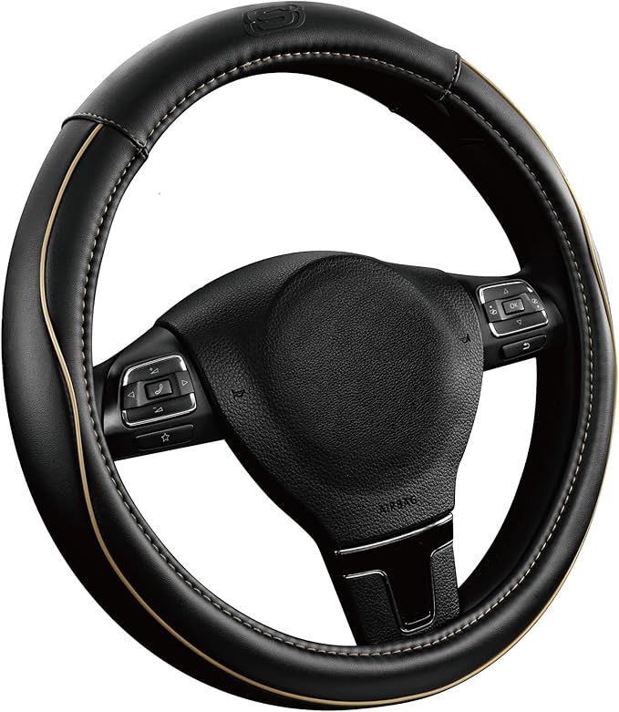 Skechers Memory Foam Steering Wheel Cover, Piping Microfiber Leather Steering by Skechers