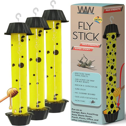 W4W, Jumbo Fly Stick- Super Sticky Fly Trap, Bugs Flies & Insects- by W4W