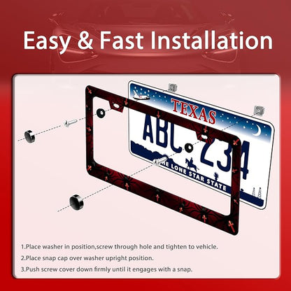 Personalise Bat Spider Web License Plate Frame Red Black License Plate Frames - Image 3