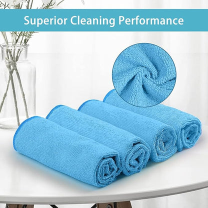 HOMEXCEL Blue Microfiber Cleaning Cloth, 100 Pack Cleaning Towels - Image 2