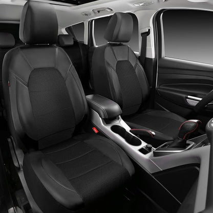 CAR PASS Leather Two Front Car Seat Cover; 4Pcs Waterproof Car Floor Mats & - Image 2