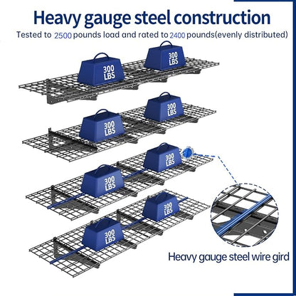 4Pack 2x6ft Garage Shelving Wall Mounted, 2400 Lbs Heavy Duty Garage Wall - Image 5
