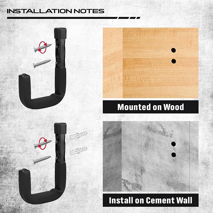 SEDY Heavy Duty Garage Storage Hooks: 4-Piece 6" & 3" Wall Mount J Utility - Image 6