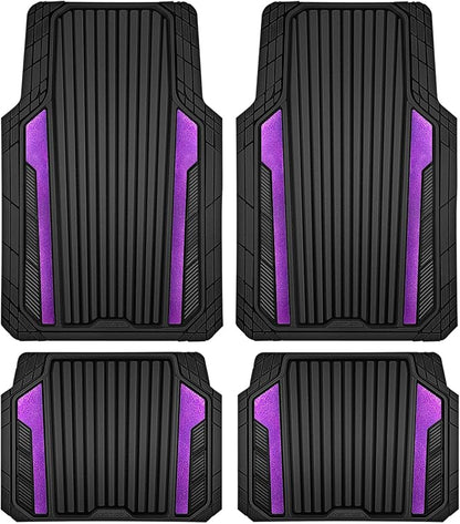 CAR PASS Heavy Duty Rubber Car Mats Metallic, Aluminum Film All Weather Floor - Image 9