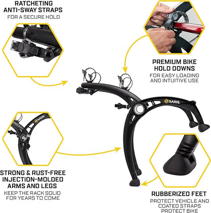 Saris Bones EX 2-Bike Trunk Rack Bicycle Carrier, Anti-Sway Straps, Made in USA - Image 4