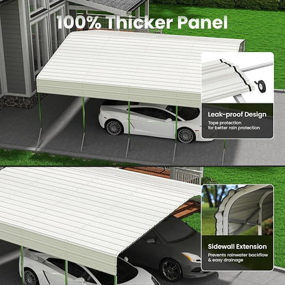 20x20 Carport, Heavy Duty Metal Car Port, All-Weather Protection, Easy Assembly - Image 3