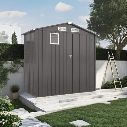 6 x 4 FT Outdoor Storage Metal Shed, Bike Garden Tool Shed - Image 6