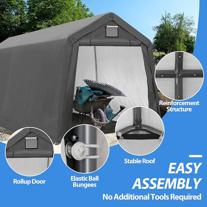 7' x 12' Outdoor Storage Shelter Shed, Portable Storage Shed Heavy Duty - Image 3