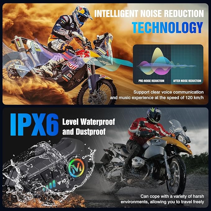 FEYA Motorcycle Helmet Speakers High Battery Life Helmet Headphone IPX6 - Image 5