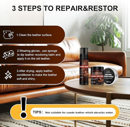 Leather Recoloring Balm Set, Leather Cleaner Restore Conditioner Mink Oil - Image 4