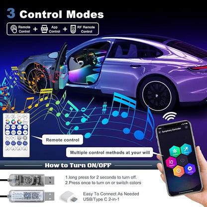 Dreamcolor Acrylic Interior Car LED Strip Light - Image 3