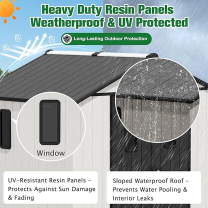 EAGLE PEAK 8x6 Resin Outdoor Storage Shed, Weatherproof Garden Shed - Image 7