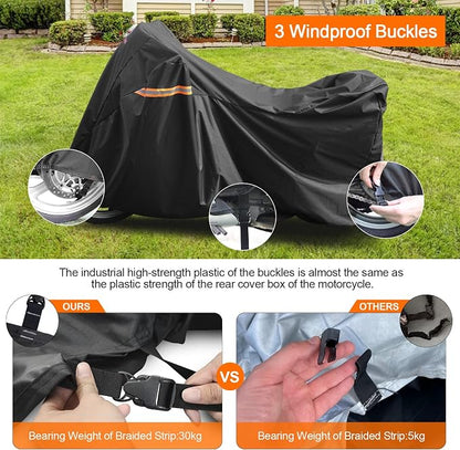 Comnova Motorcycle Cover 104 Inch, 600D Universal Motorcycles Cover Waterproof - Image 7