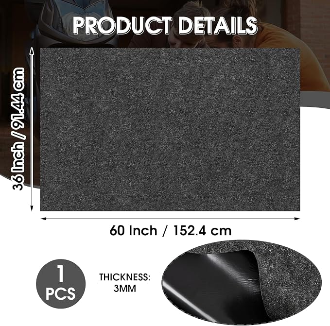 GlowShade Oil Spill Mat, 36 X 60 Inch Garage Floor Mat Under Car, Absorbent Oil - Image 2