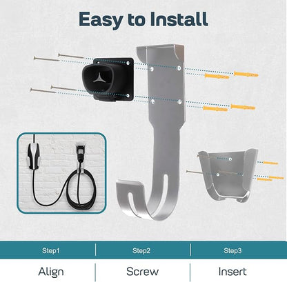 Tesla Charger Holder Wall Mount Kit, Sliver Mobile Connector Charging Cable Cord - Image 6