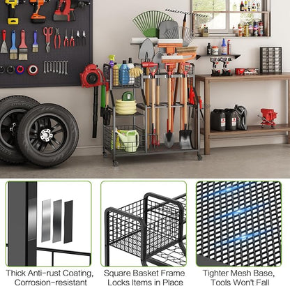 Garden Tool Organizer for Garage, 3 Tier Utility Yard Tool Organizer and - Image 3