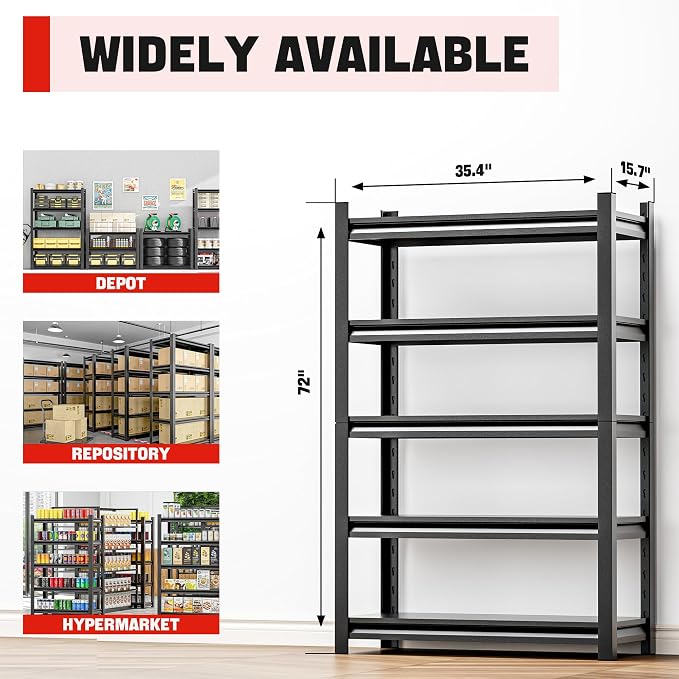 5 Shelf Storage Unit – Heavy Duty Shelving Rack - Image 2