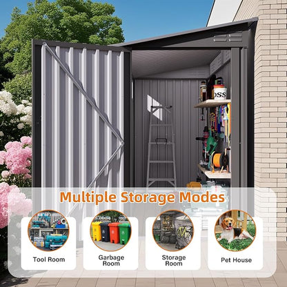 4 x 9 FT Lean to Shed with Windows, Metal Sheds & Outdoor Storage with 2 Vents - Image 8