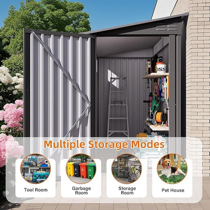 4x9 FT Lean to Shed with Windows, Metal Sheds & Outdoor Storage with 6 Vents - Image 7