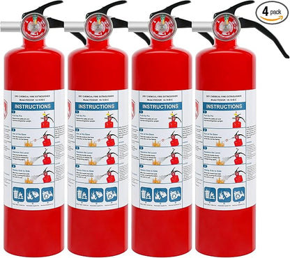 4 Pack ABC Dry Chemical Fire Extinguishers, 2.5 lb 1A:10B:C Rating by Leyanny