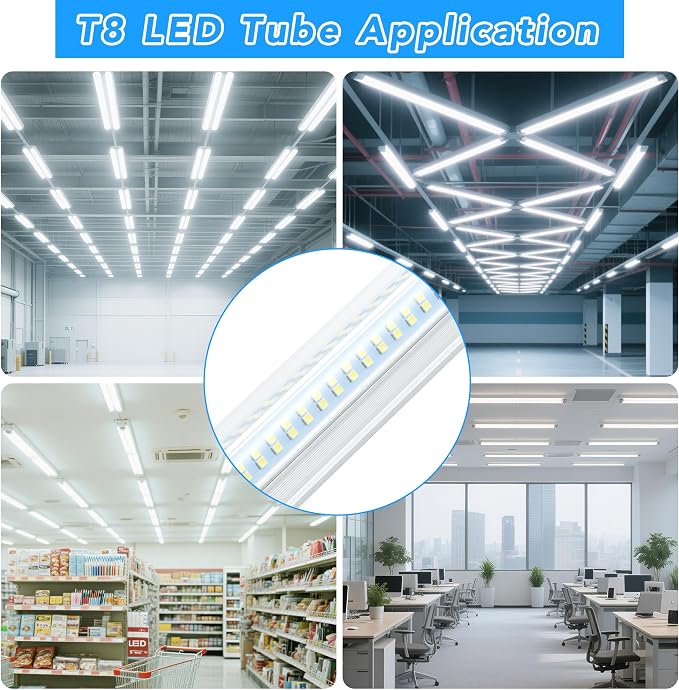 T8 LED Shop Lights 4FT, 4 Pack 60W 9600LM 6000K Daylight White, Linkable - Image 6