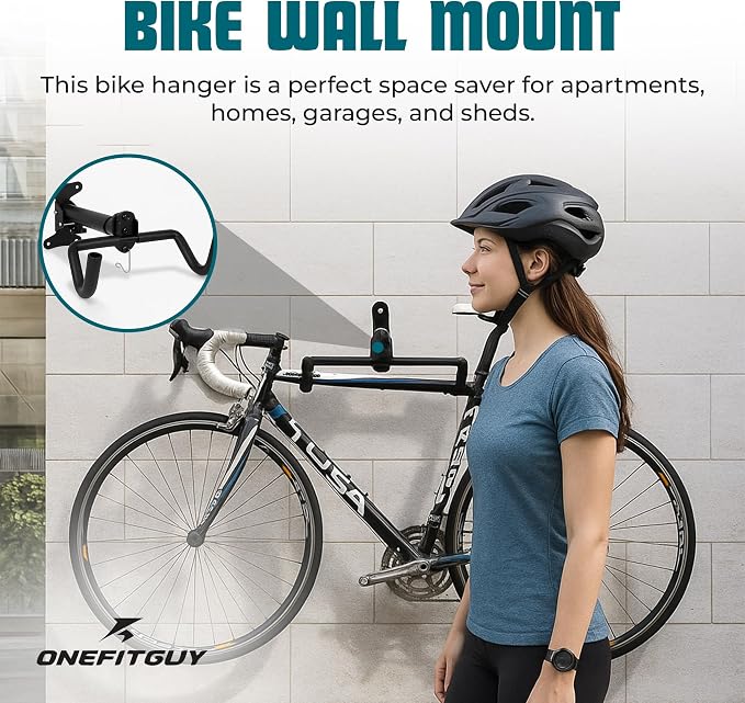 Bike Wall Mount, 2 Pack Bike Hanger, Foldable Bicycle Storage Horizontal Rack - Image 6