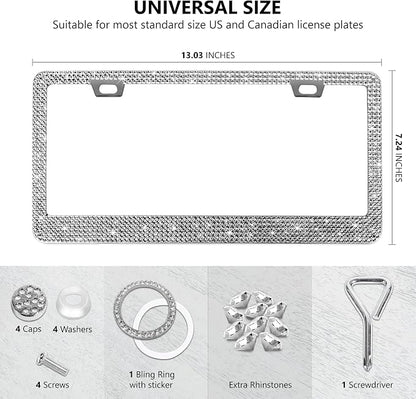2 Pack Silver Bling License Plate Frames - Image 4
