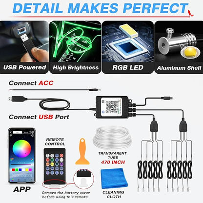 MICTUNING Car LED Interior Strip Light, 10 in 1 RGB Multicolor - Image 5