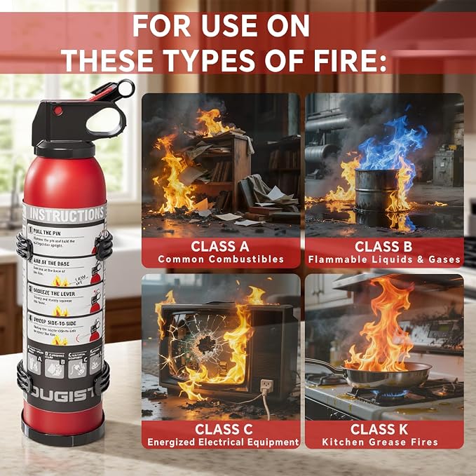 Dry Stop Fire Extinguisher for Home & Vehicle - 600g Dry Chemical Powder Fire - Image 3