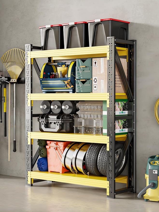 4-Tier Storage Shelves, Adjustable Industrial Metal Shelf System, 400lbs - Image 2