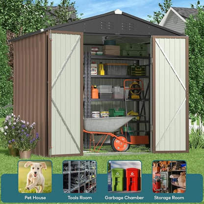 Gizoon Outdoor Storage Shed 8 x 6 FT, Galvanized Metal Garden Shed - Image 3