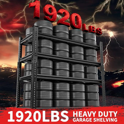 Storage Shelves 4PCS, Garage Shelving Heavy Duty 1920LBS Capacity, 4 Tier - Image 4