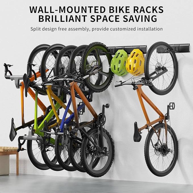 Bike Storage Rack 64Inch for 6 Bikes + 5 Helmets, Heavy Duty Bike Hangers for - Image 7