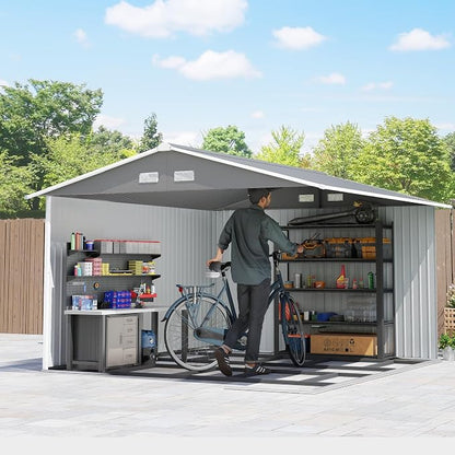 Outsunny 11' x 9' Outdoor Storage Shed, Garden Tool Metal Shed - Image 9
