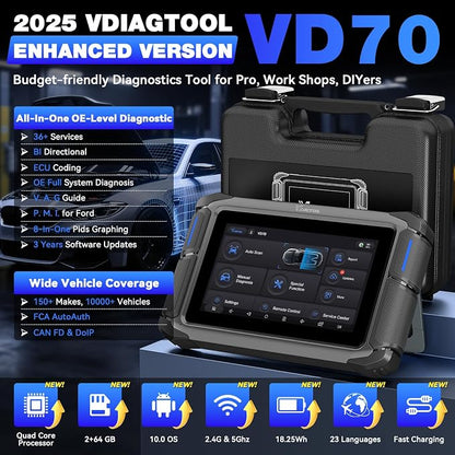 VDIAGTOOL Bidirectional Scan Tool VD70, OBD2 Scanner Diagnostic Tool - Image 2