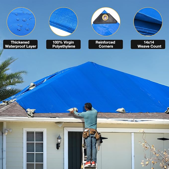Tarp 12x16 Feet 14 Mil Heavy Duty Waterproof Tarp, Large Multipurpose Cover - Image 3