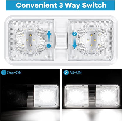 8 Pack RV Lights Interior 12V Led 8W Ceiling Double Dome Light 600 Lumen - Image 3
