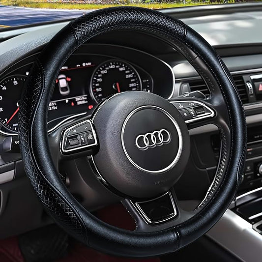 Haokay Heavy Duty Pure Cowhide Steering Wheel Cover, Genuine Leather Steering by HAOKAYAUTOPRODUCTS