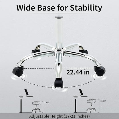 Adjustable Work Stool with Wheels Faux Leather Workbench Stool - Image 4