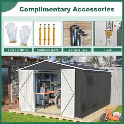 Outdoor Storage Shed 10x12 FT, Utility Metal Tool Storage - Image 4