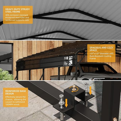 20' x 20' Heavy Duty Metal Carport - Image 3