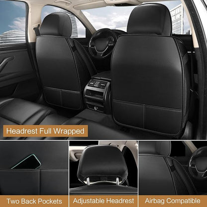 Pariitadin Leather Car Seat Covers Full Pair, Waterproof Faux Leather Seat - Image 2