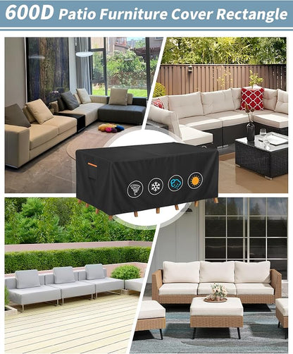 Outdoor Waterproof Furniture Cover, 76W x 54L x 28H inches Heavy Duty 600D - Image 7