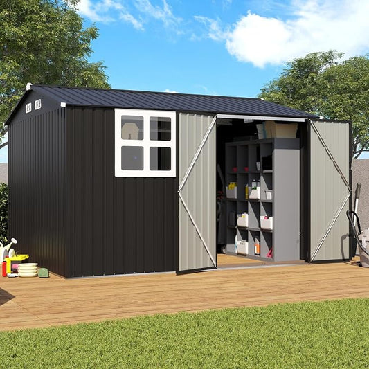 Verano Garden 10x8FT Outdoor Storage Shed, Large Galvanized Steel Metal Garden by VeranoGarden