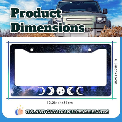 Moon Phases License Plate Frame Starry Sky Forest Moon License Plate Holder - Image 3