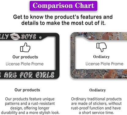 License Plate Frame Black and White License Plate Protector Silly Boys Trucks - Image 6