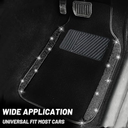 NBTEPEM Black Bling Car Floor Mats Full Set, Universal Fit Most Cars - Image 2