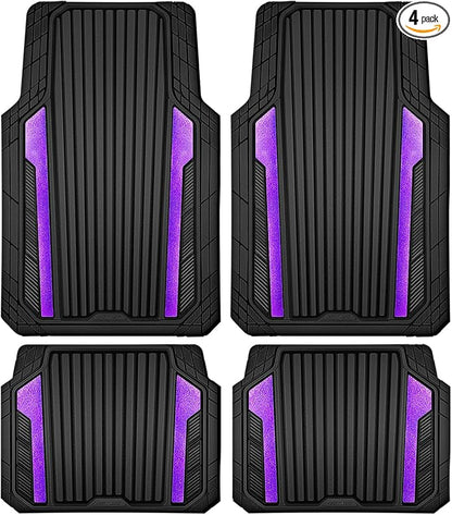 CAR PASS Heavy Duty Rubber Car Mats Metallic, Aluminum Film All Weather Floor by CARPASS