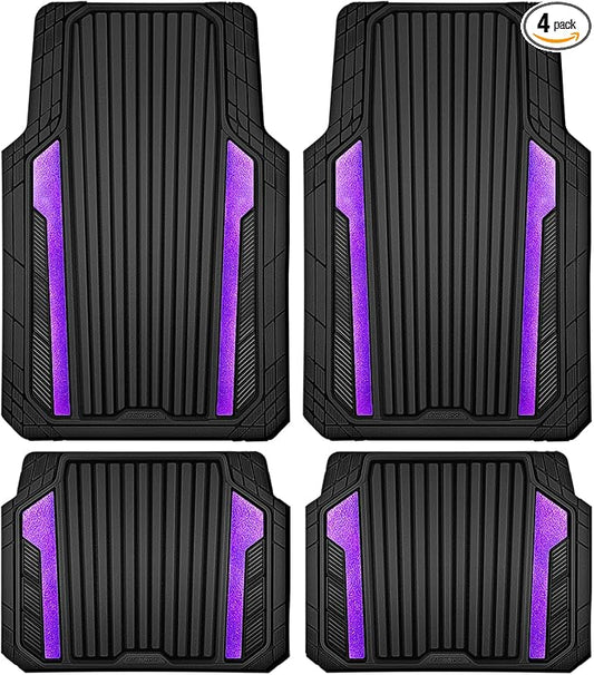 CAR PASS Heavy Duty Rubber Car Mats Metallic, Aluminum Film All Weather Floor by CARPASS